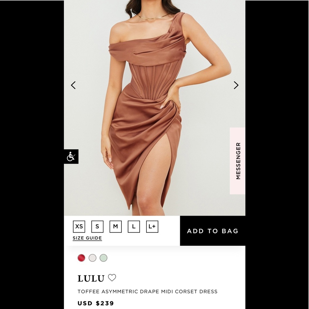 TOFFEE ASYMMETRIC DRAPE MIDI CORSET DRESS